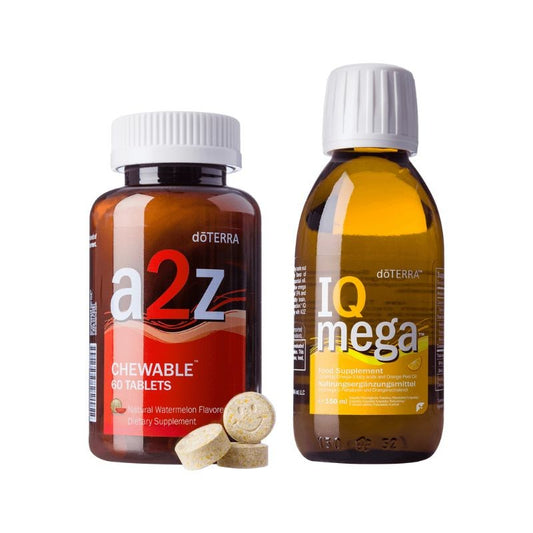 Kit a2z e óleo de peixe IQ Mega doTERRA